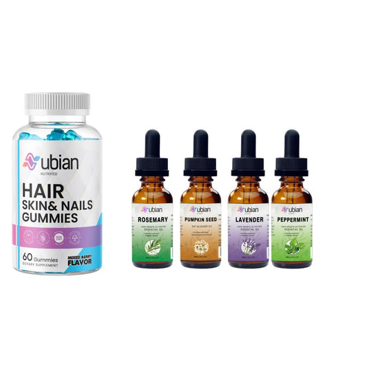 Nubian Nutrified Hair Growth Bundle for Optimum Faster Hair Growth - Biotin 10000 Fitness Collagen Gummy Healthcare Edible Beauty Dietary Supplement - Nubian Nutrified