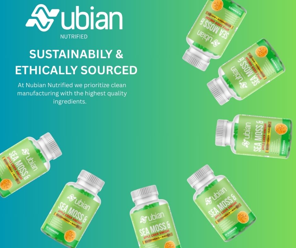 Nubian Nutrified Sea Moss & Apple Cider Vinegar Gummies with Bladderwrack & Burdock