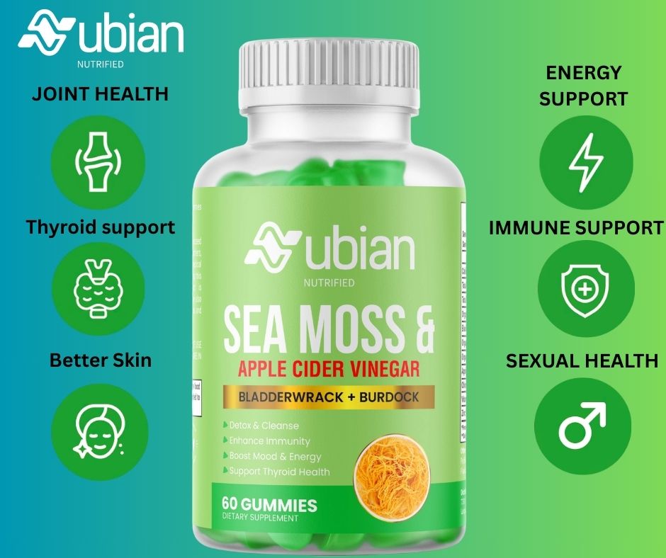 Nubian Nutrified Sea Moss & Apple Cider Vinegar Gummies with Bladderwrack & Burdock
