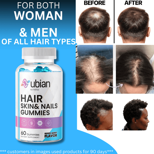 Nubian Nutrified Hair Growth Supplement - Collagen Gummy Beauty Supplement with 12 Unique Nutrients & 60 Capsules for Hair and Nail Care - Nubian Nutrified