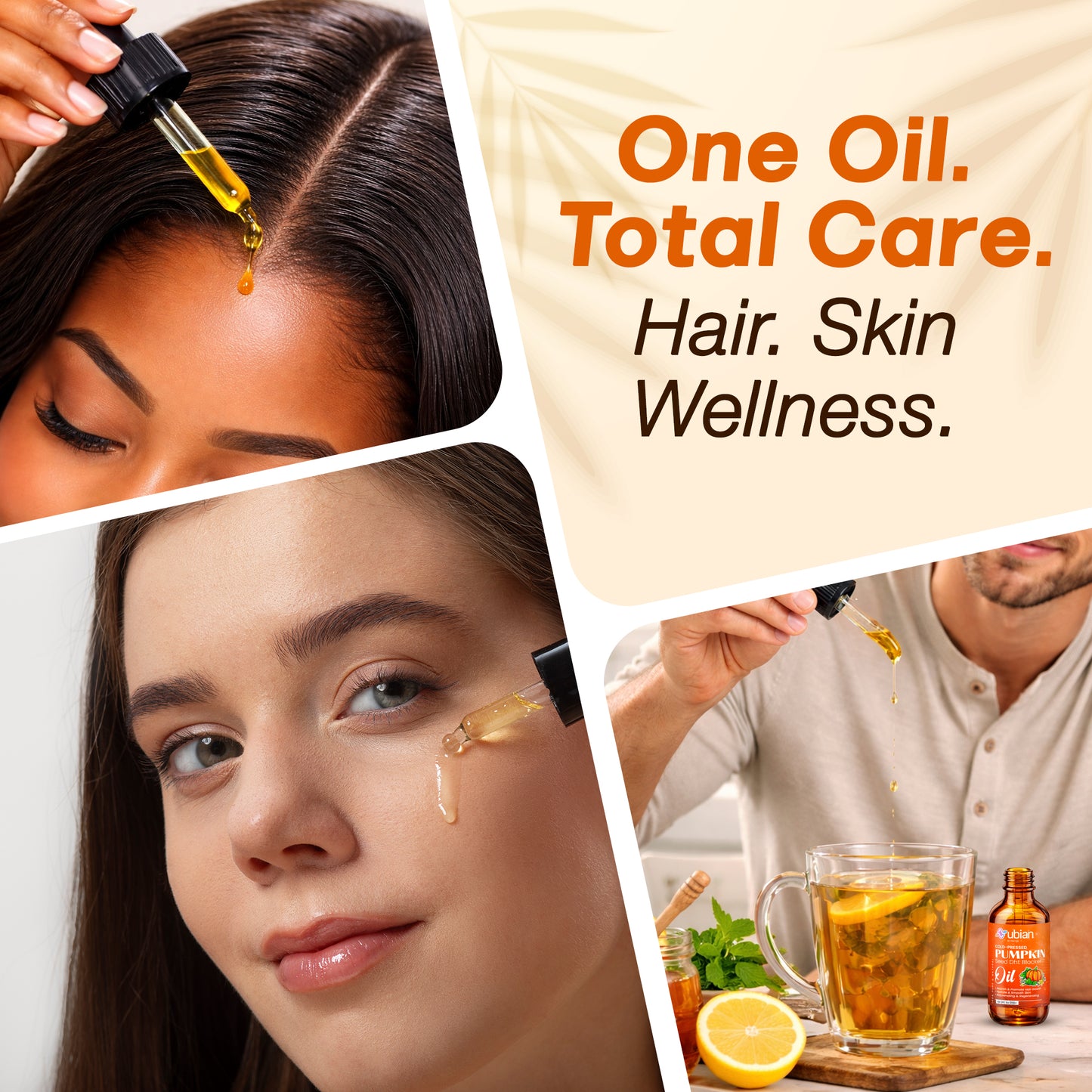 Multipurpose oil used for hair, skin, and tea, promoting overall wellness and natural care.