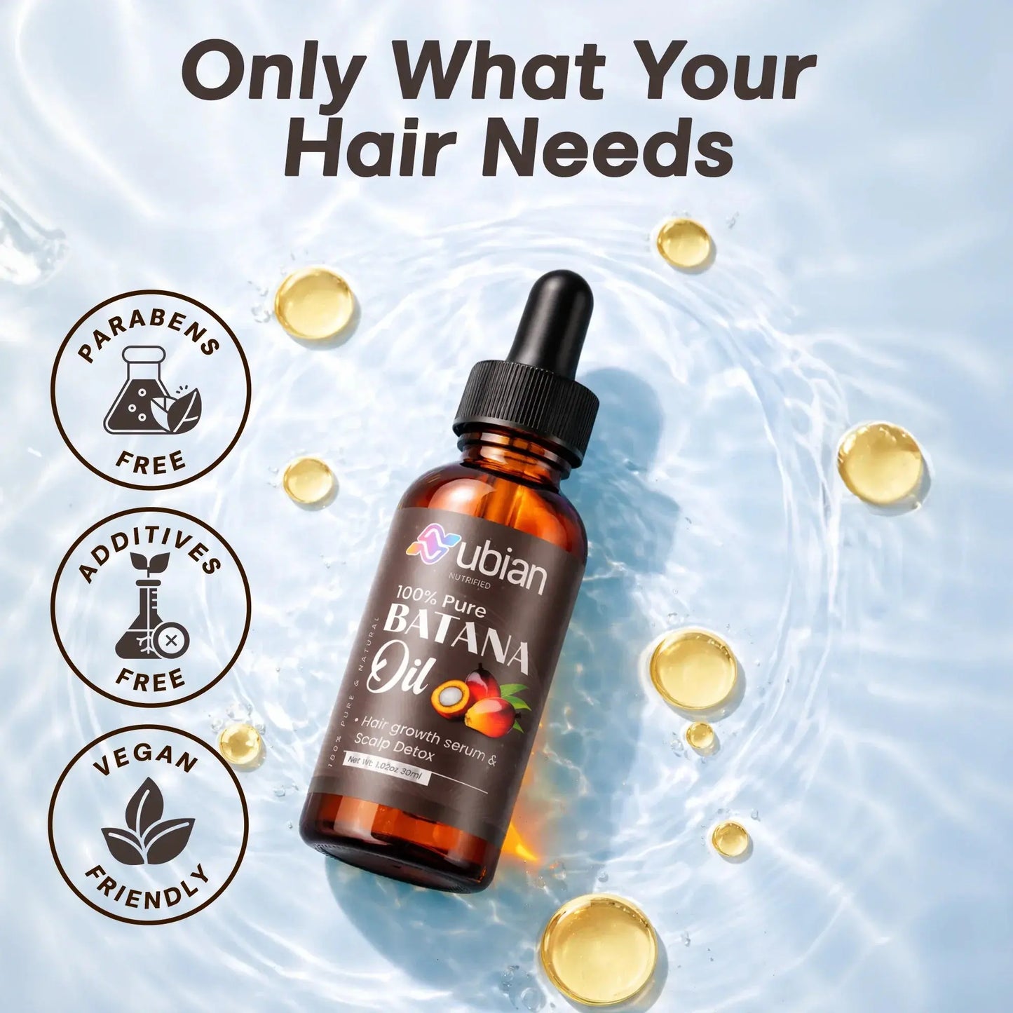 100% Pure Batana Oil for Hair Growth & Scalp Detox, Paraben-Free, Vegan-Friendly