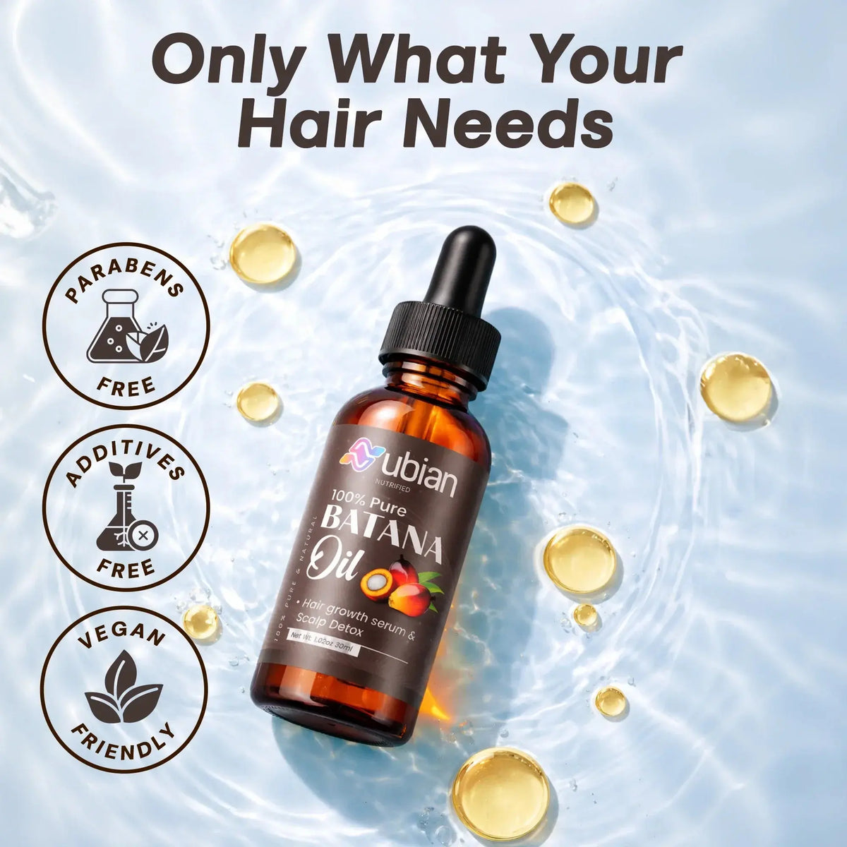 100% Pure Batana Oil for Hair Growth &amp; Scalp Detox, Paraben-Free, Vegan-Friendly