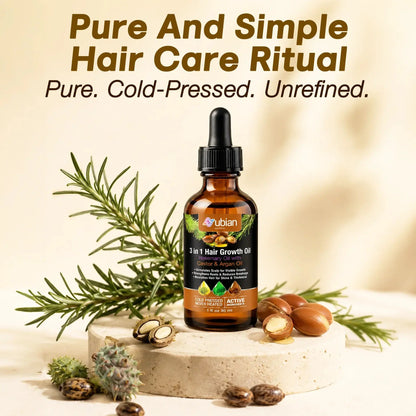 3 in 1 Hair Growth Oil Rosemary, Castor, Argan - Nubian Nutrified