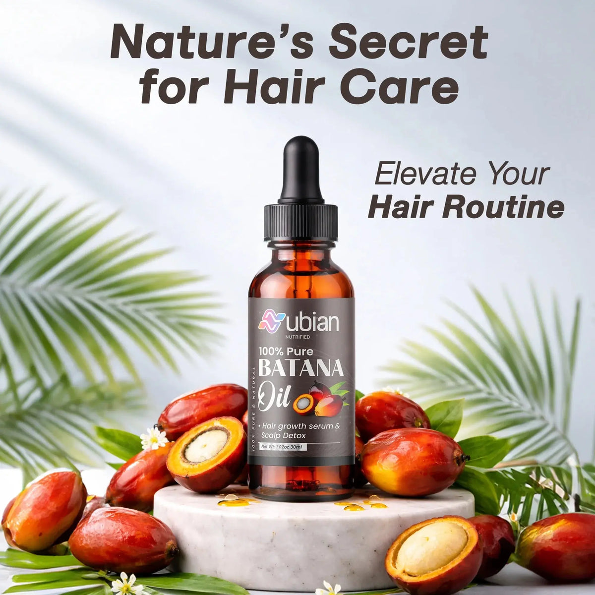 100% pure Batana oil for hair growth &amp; scalp detox, natural hair care serum with fresh batana fruits