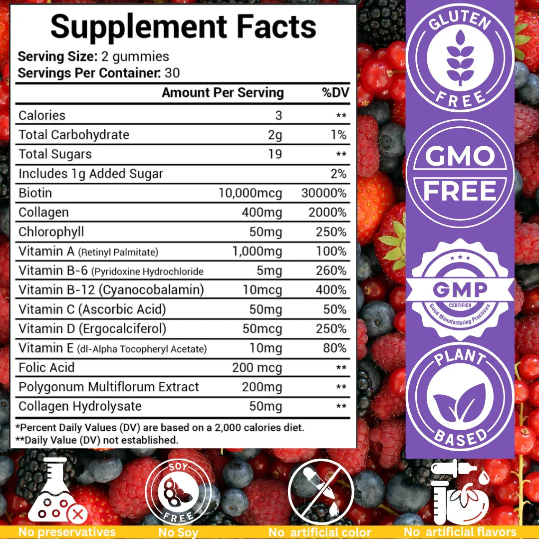 Nubian Nutrified Hair Skin & Nail Gummies With Collagen and Biotin