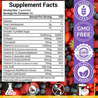 Nubian Nutrified Hair Skin & Nail Gummies With Collagen and Biotin