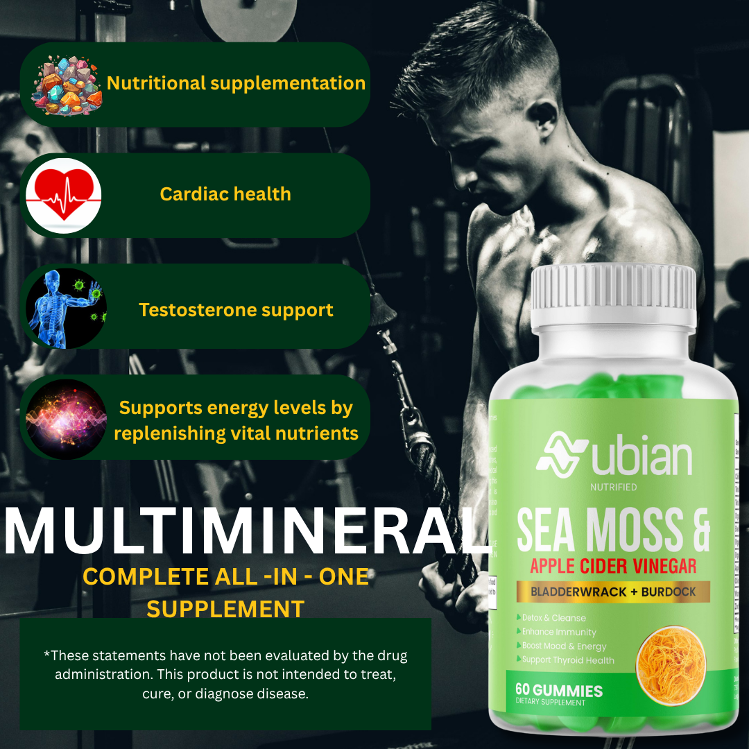 Nubian Nutrified Sea Moss Gel & Apple Cider Vinegar Gummies with Bladderwrack & Burdock