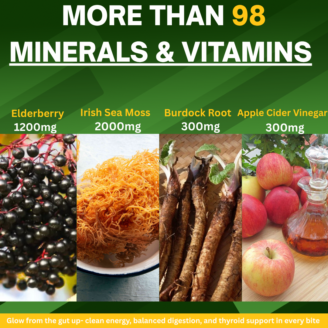 Nubian Nutrified Sea Moss Gel & Apple Cider Vinegar Gummies with Bladderwrack & Burdock