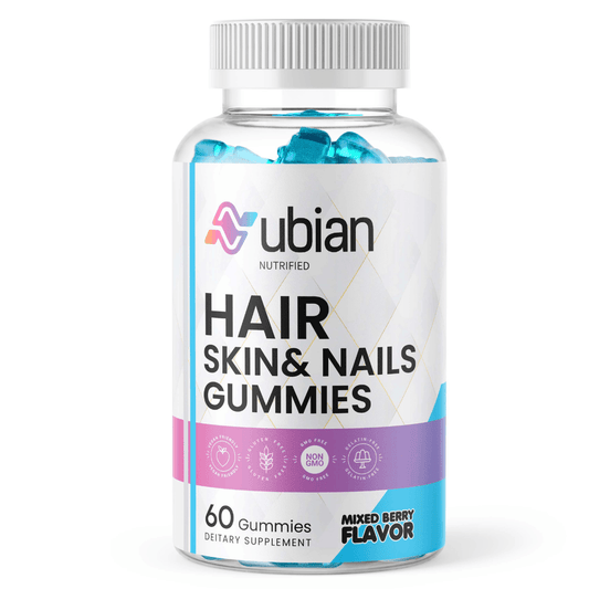 Nubian Nutrified Hair Growth Supplement - Collagen Gummy Beauty Supplement with 12 Unique Nutrients & 60 Capsules for Hair and Nail Care - Nubian Nutrified